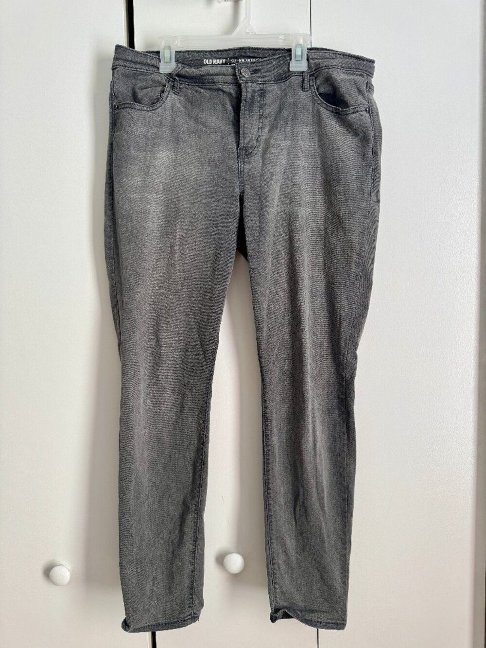 Old Navy Rockstar Mid Rise Super Skinny Gray Jeans Women's 14 Stretch Denim
